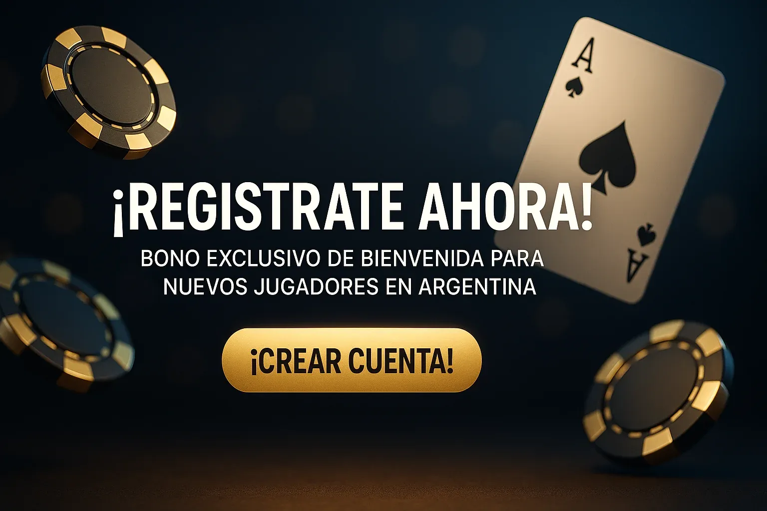 Banner de registro de casino con bono de bienvenida y botón dorado